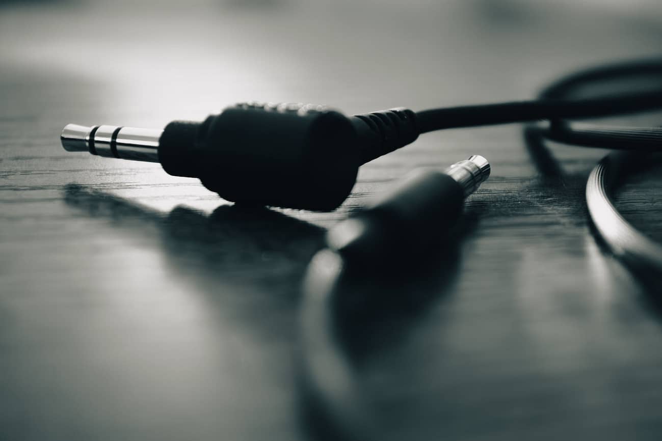 a black and white photo of a pair of headphones