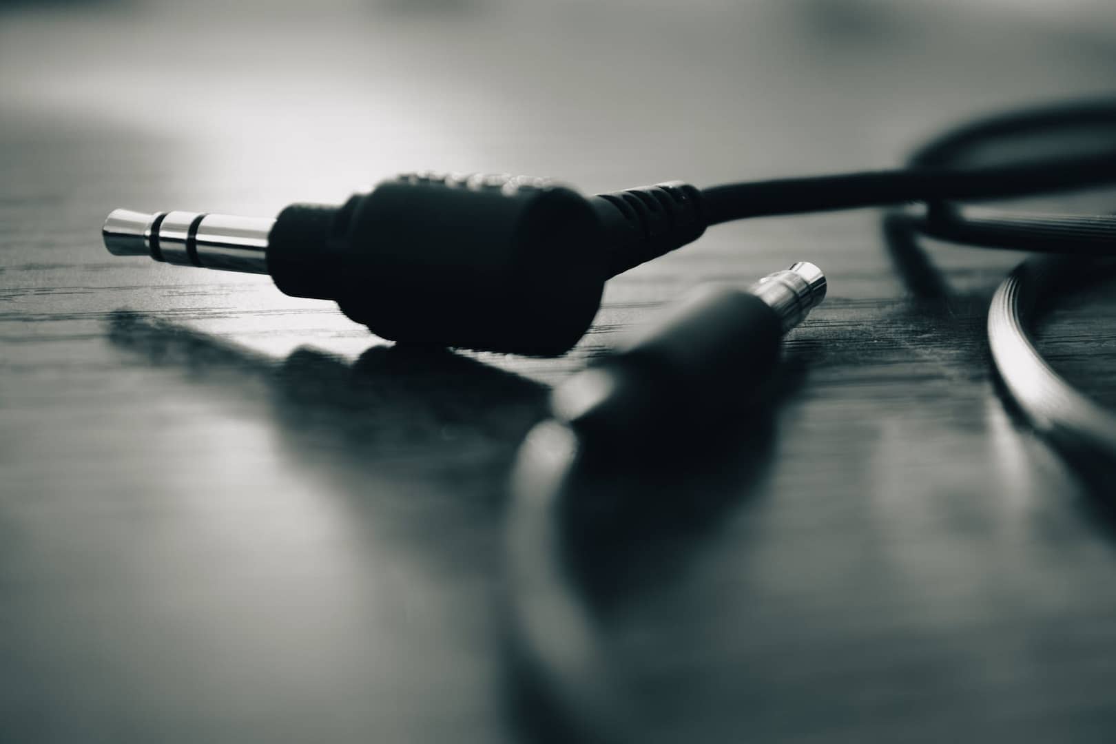 a black and white photo of a pair of headphones